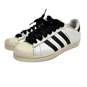 adidas Superstar White Black Shell Toe Mens Size 9 Sneakers 2015 Fat Laces
